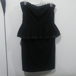 Black peplum style dress w/ faux leather